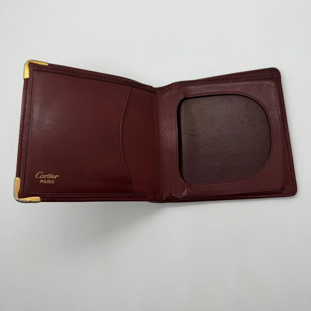 Cartier Authentic Unisex Must De Cartier Leather Bifold Wallet